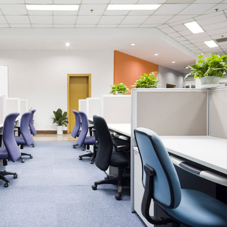 Office with a Cubicle Area